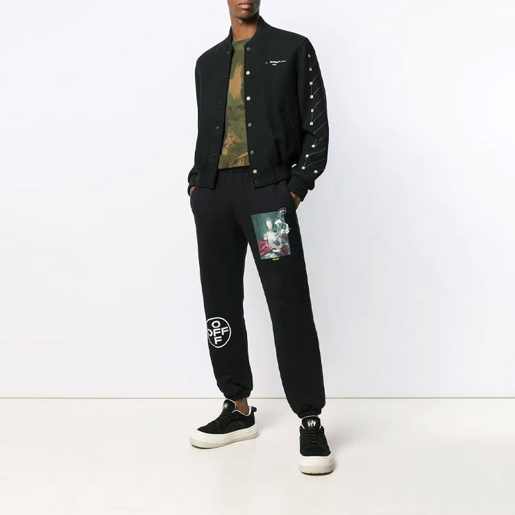 Off-White Chevron Varsity Baseball Jacket Men Black OMEA145E19A320011091