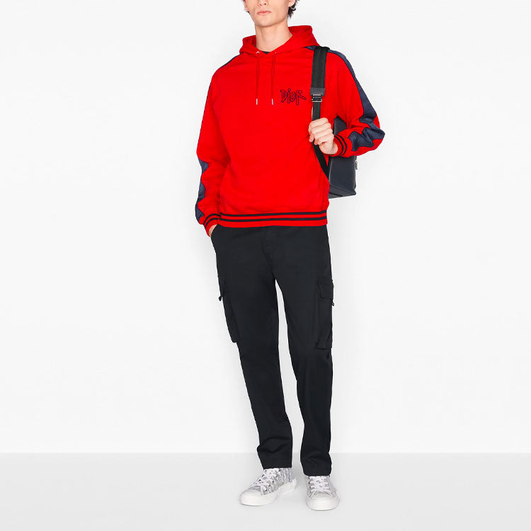 DIOR SS21 Color Matching Double-Sidedd T-Shirt For Men Red 183J653A0531-C385
