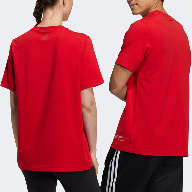 adidas Casual Sports Alphabet Printing Short Sleeve Red T-Shirt GP1863