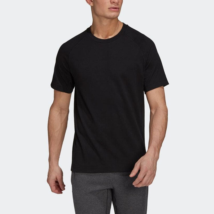 Men's adidas Solid Color Logo Alphabet Printing Round Neck Short Sleeve Black T-Shirt HJ9901