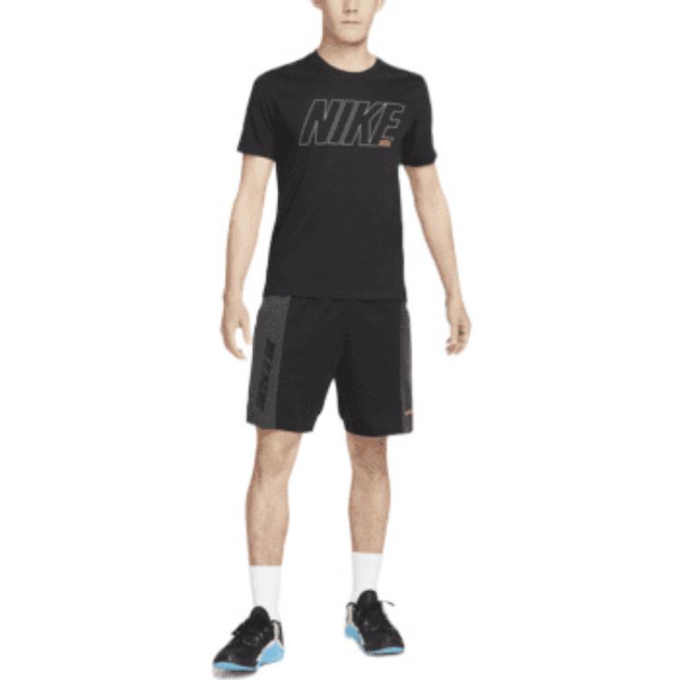 Men's Nike Solid Color Alphabet Quick Dry Breathable Training Sports Short Sleeve Black T-Shirt DM6256-010