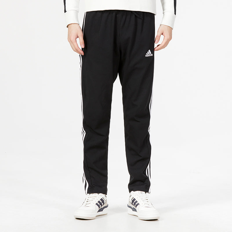 adidas Logo Essentials Single Jersey Tapered Open Hem 3-Stripes Pants IC0044
