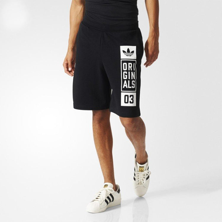 adidas originals Logo Printing Casual Sports Running Shorts Black AJ7634