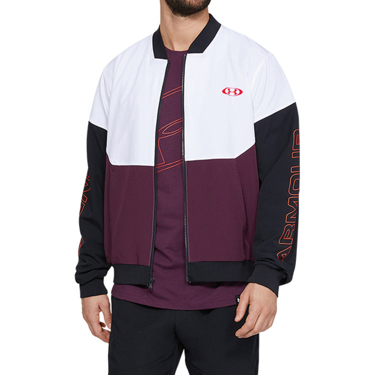 Men's Under Armour Colorblock Splicing Alphabet Logo Jacket White 1345565-100