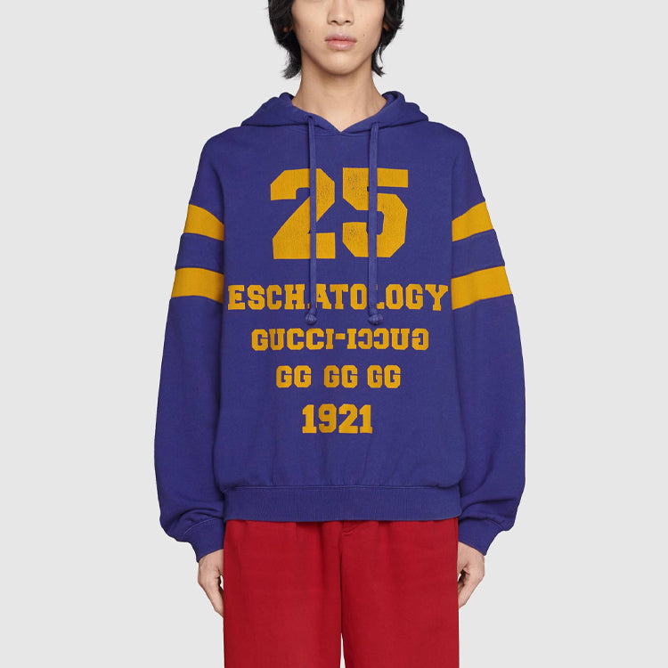 Men's Gucci SS21 Alphabet Stripe Printing Pullover Blue 655469-XJDHN-4120