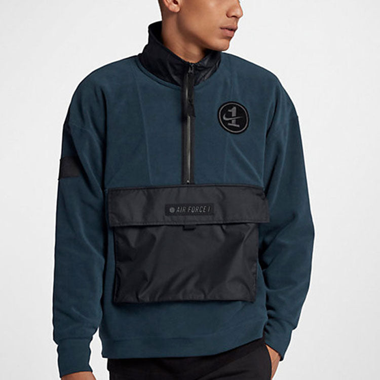 Nike Splicing polar fleece Cardigan Stand Collar Pullover Green AJ0802-454