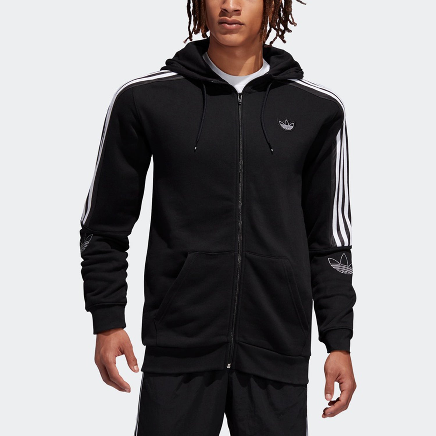 adidas originals logo Printing Casual Hooded Jacket Black ED4695