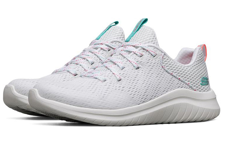 (WMNS) Skechers Ultra Flex 2.0 Low-Top Running Shoes White/Green 149090-WHT