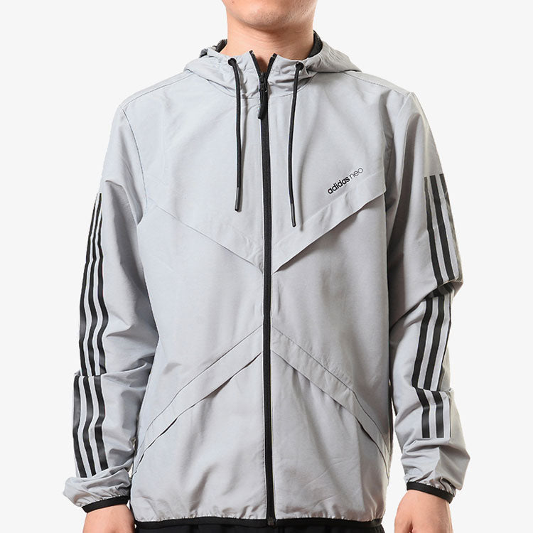 adidas neo Casual Sports hooded Woven Windproof Jacket Gray DX9716