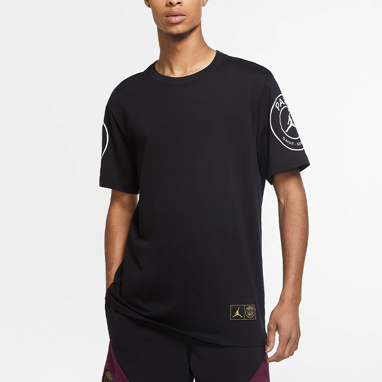 Air Jordan Paris Saint-Germain Printing Logo Short Sleeve Black CK9780-010