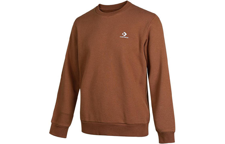 Men's Converse Chuck Taylor Seasonal Small Logo Solid Color Round Neck Pullover Brown 10019924-A06