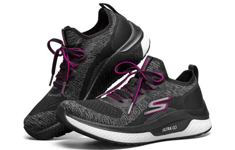 (WMNS) Skechers Go Run Steady Sports Shoes Black/White/Purple 16025-BKHP