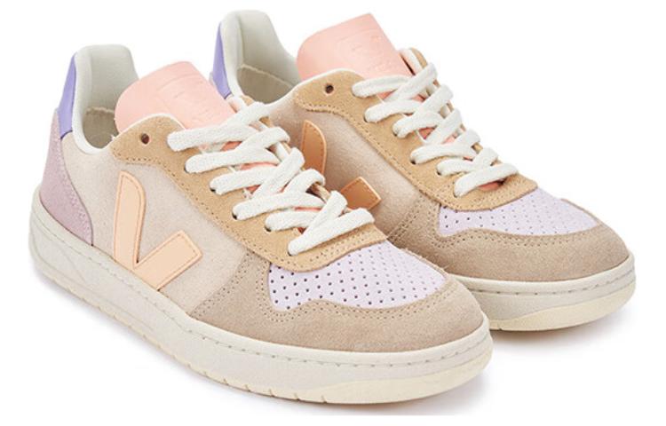Veja V-10 Lace-Up Suede Sneakers 'Beige Yellow Pink' VX0302908