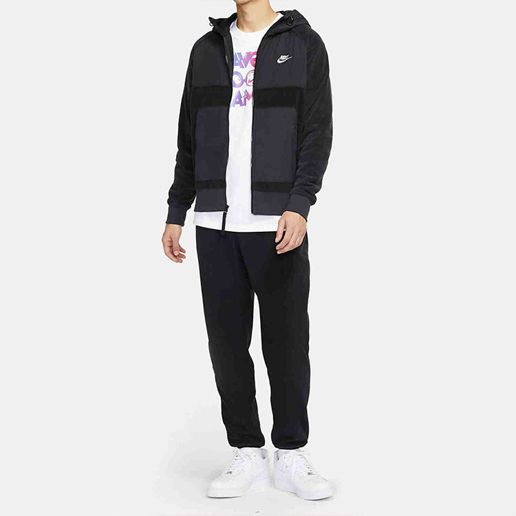 Nike Contrast Color Stitching Windproof Hooded Jacket Black DJ4139-010