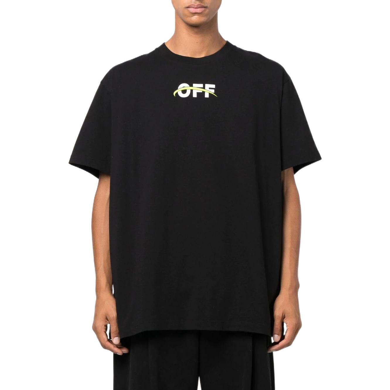 Men's Off-White FW22 Alphabet Logo Pattern Printing Round Neck Short Sleeve Loose Fit Black T-Shirt OMAA038F22JER0071001
