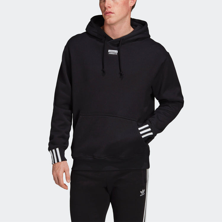 adidas originals Stripe Sleeve hooded Sports Black EJ7424