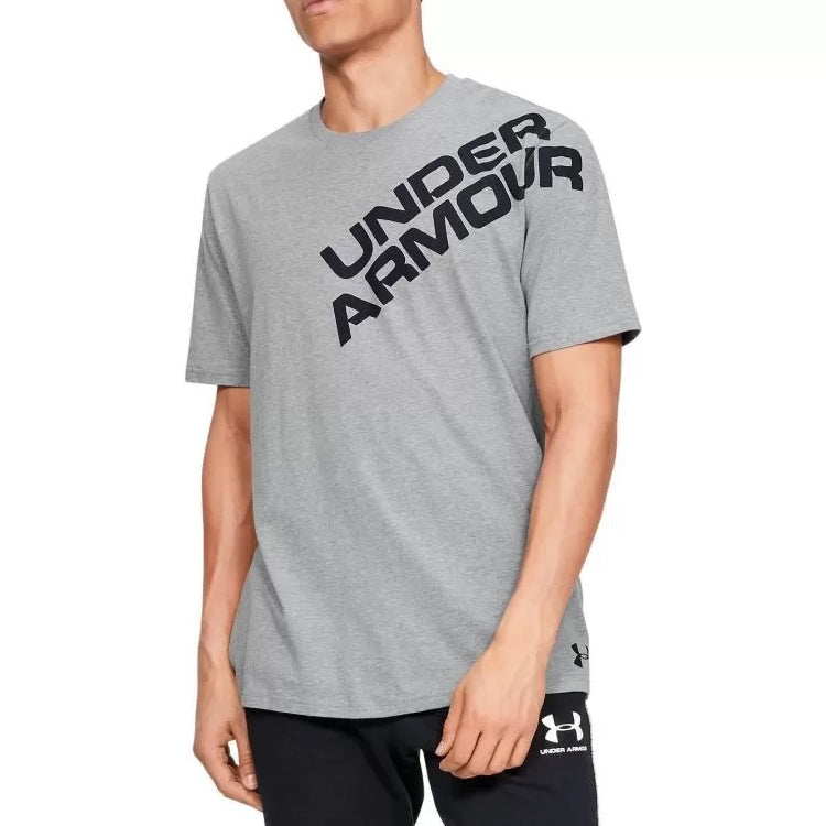 Under Armour Unisex Wordmark Shoulder Round-neck Tee Gray 1344227-035