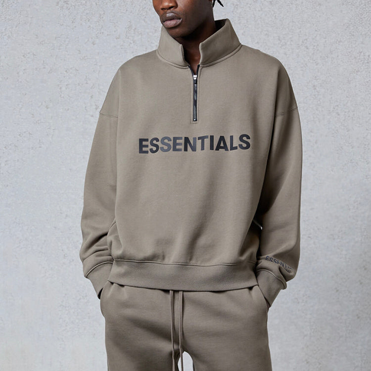 Fear of God Essentials FW20 Half Zip Sweatshirt 'Taupe' FOG-FW20-209
