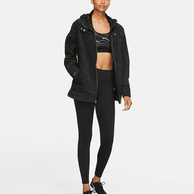 (WMNS) Nike Therma Full-Length Zipper Cardigan Training Hoodie Jacket Black CU6765-010