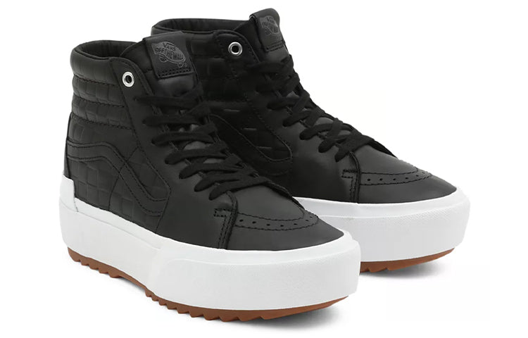 Vans Unisex Emboss Check Sk8-hi Stacked Sneakers Black/White VN0A4BTWA5S