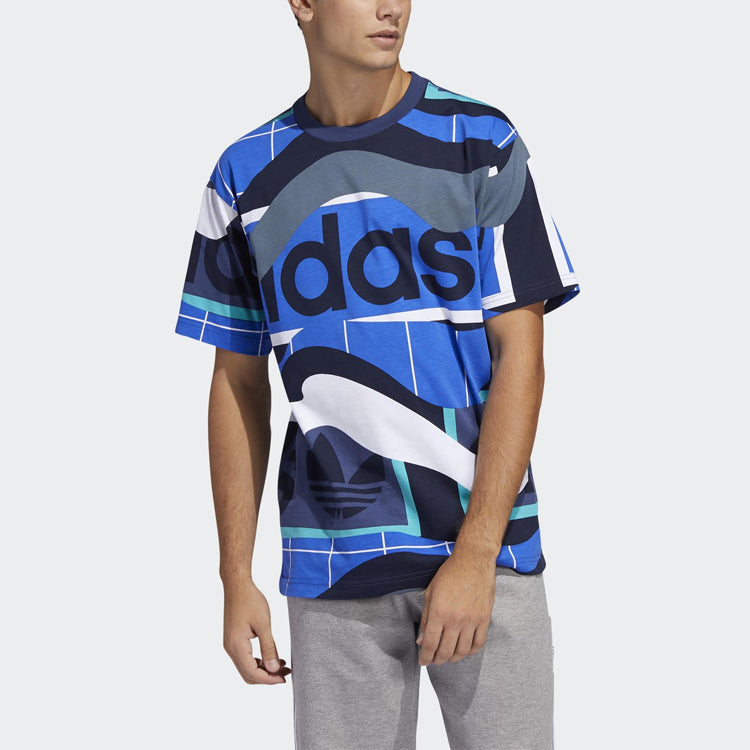 adidas originals Version Printing Round Neck Short Sleeve Blue FM1554