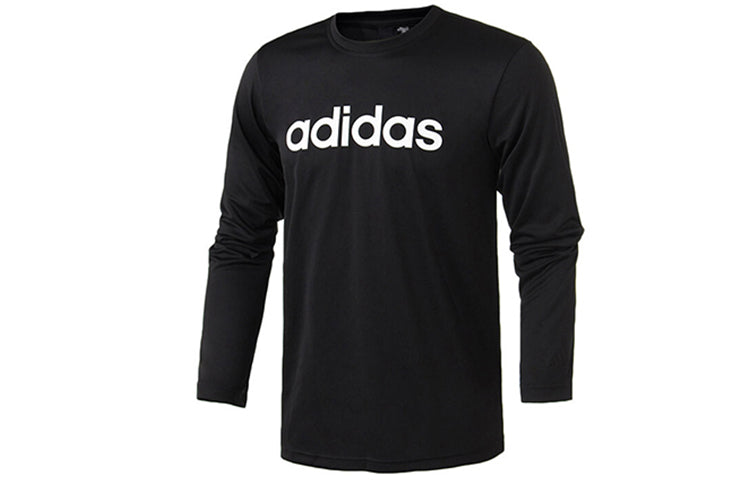 adidas M Logo Ls T Logo Printing Sports Round Neck Long Sleeves Black DH3986