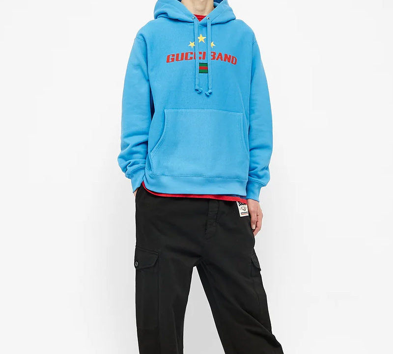 Men's Gucci BAND STARS Logo POPOVER Blue 560502-XJB27-4370