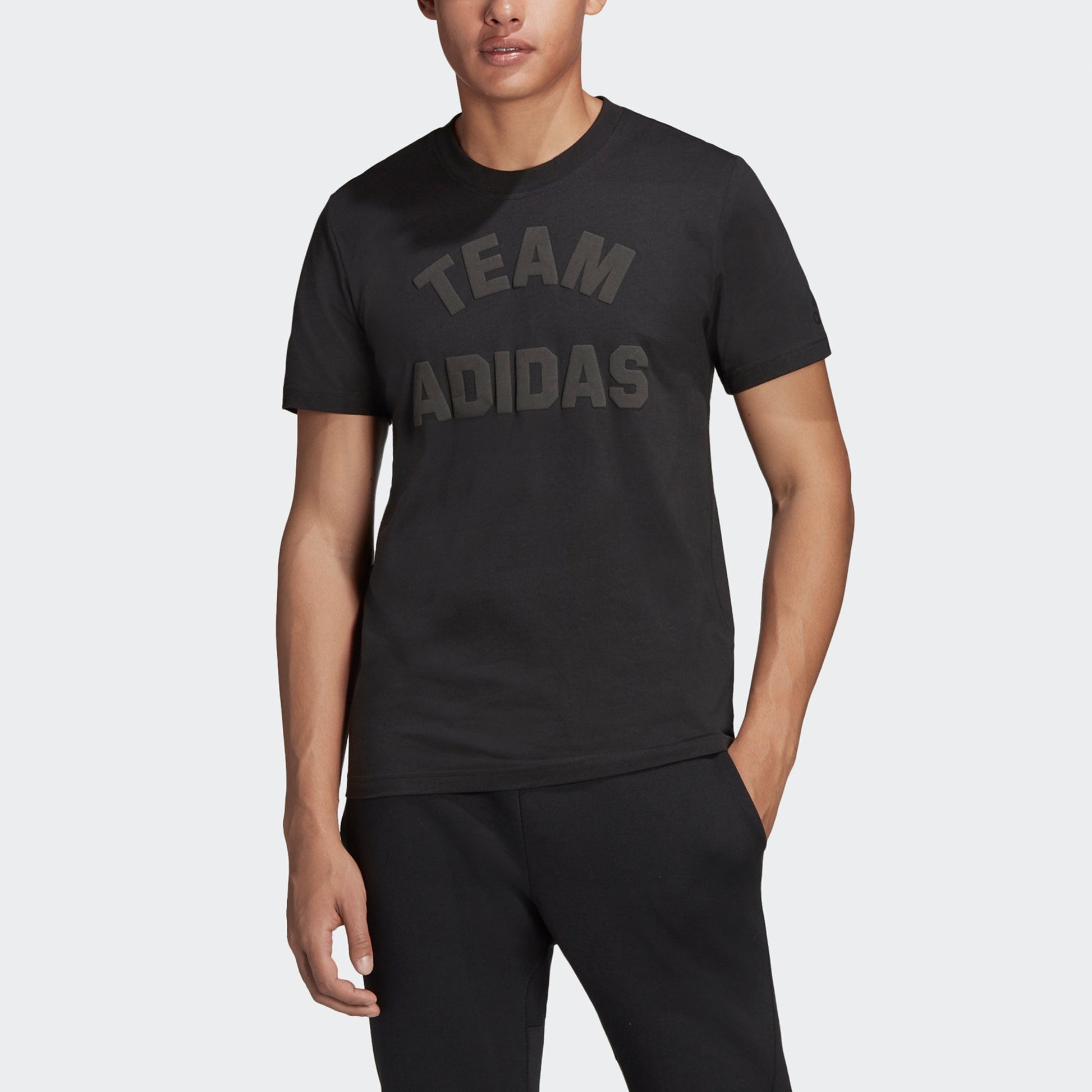 adidas M V Alphabet Printing Casual Sports Round Neck Short Sleeve Black ED7281