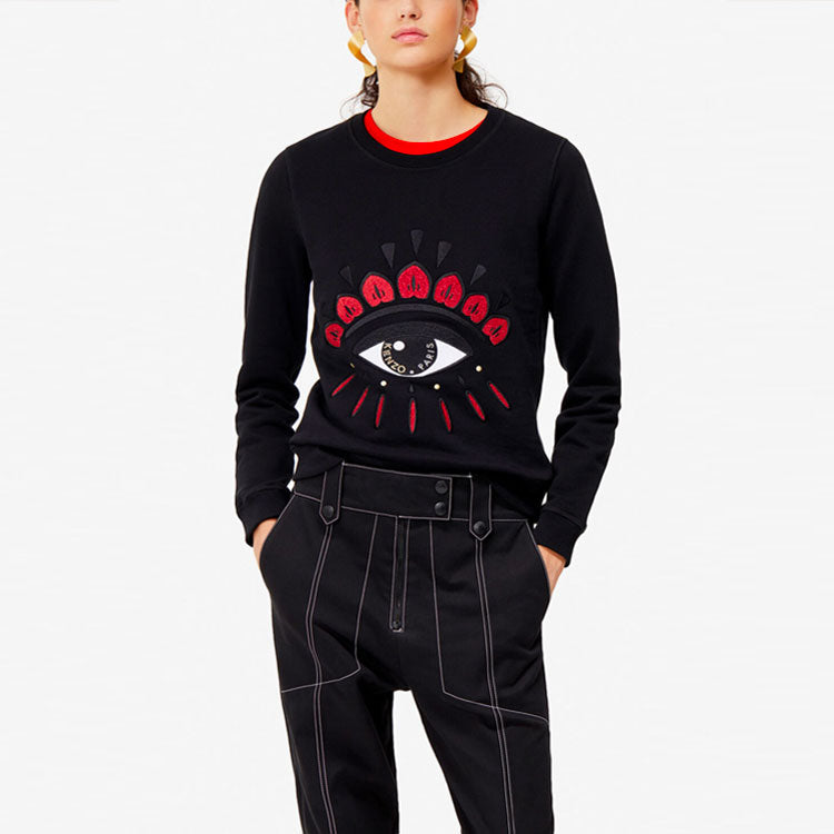 (WMNS) KENZO Eye Pattern Long Sleeves Hoodie Black F952SW7104X7
