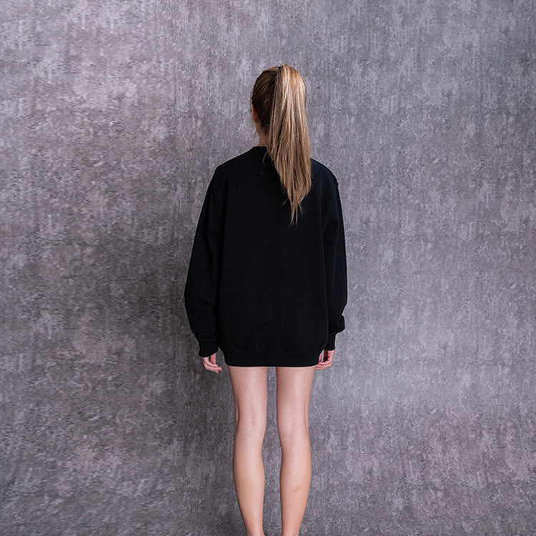 (WMNS) Off-White Cotton Printing Round Neck Pullover Black Hoodie OWBA055E20FLE0011001