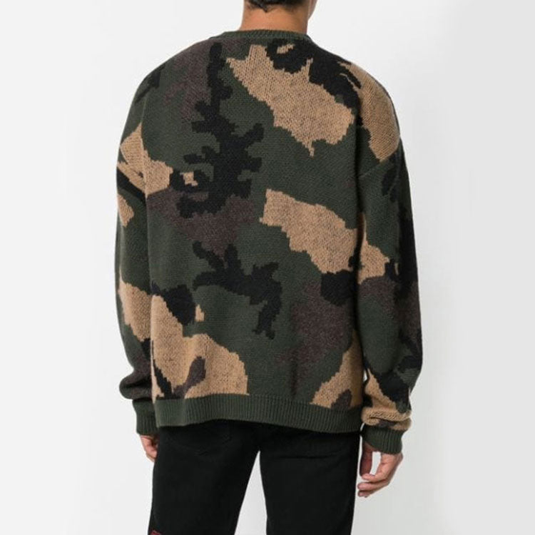 Men's Off-White Loose Green Camouflage OMHA056E18A350019900