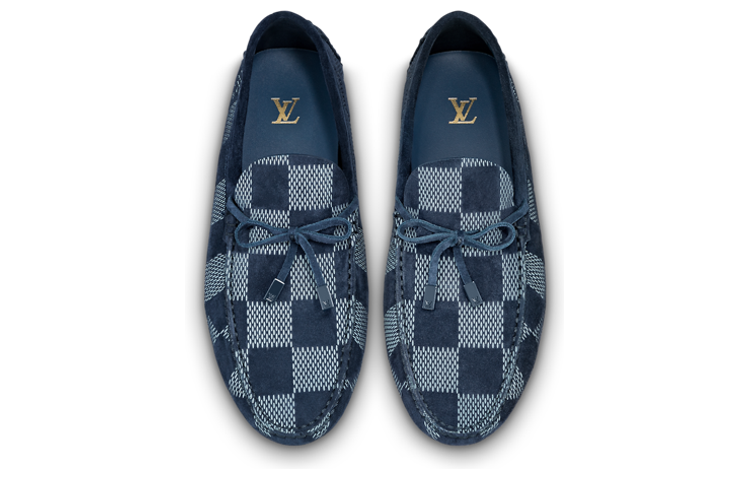 LOUIS VUITTON Driver Moccasin Shoes 'Blue Plaid' 1AAQYP