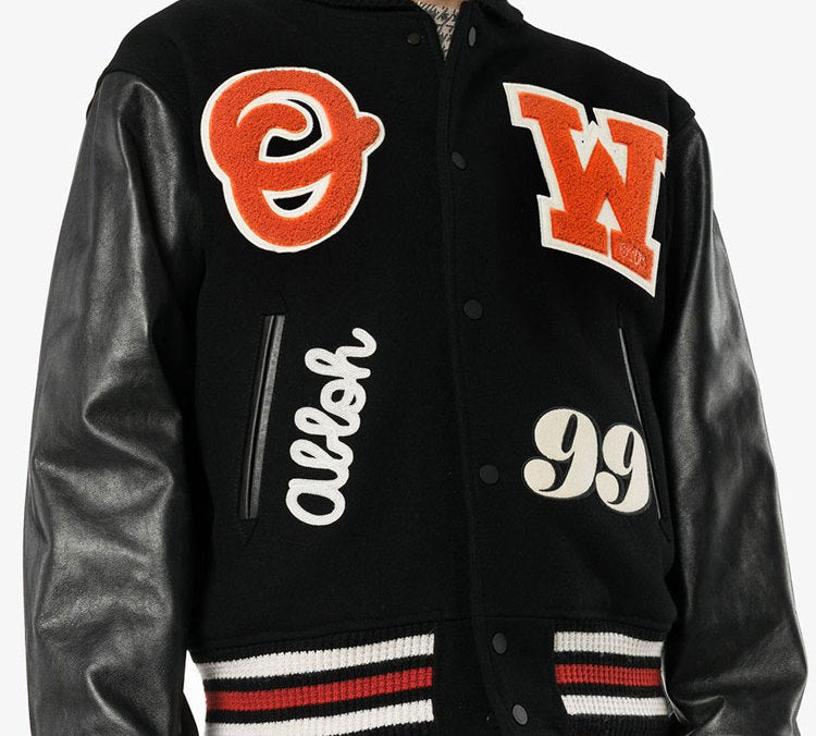 Men's Off-White Subject Printing Jacket Black OMJA041E20LEA0011020