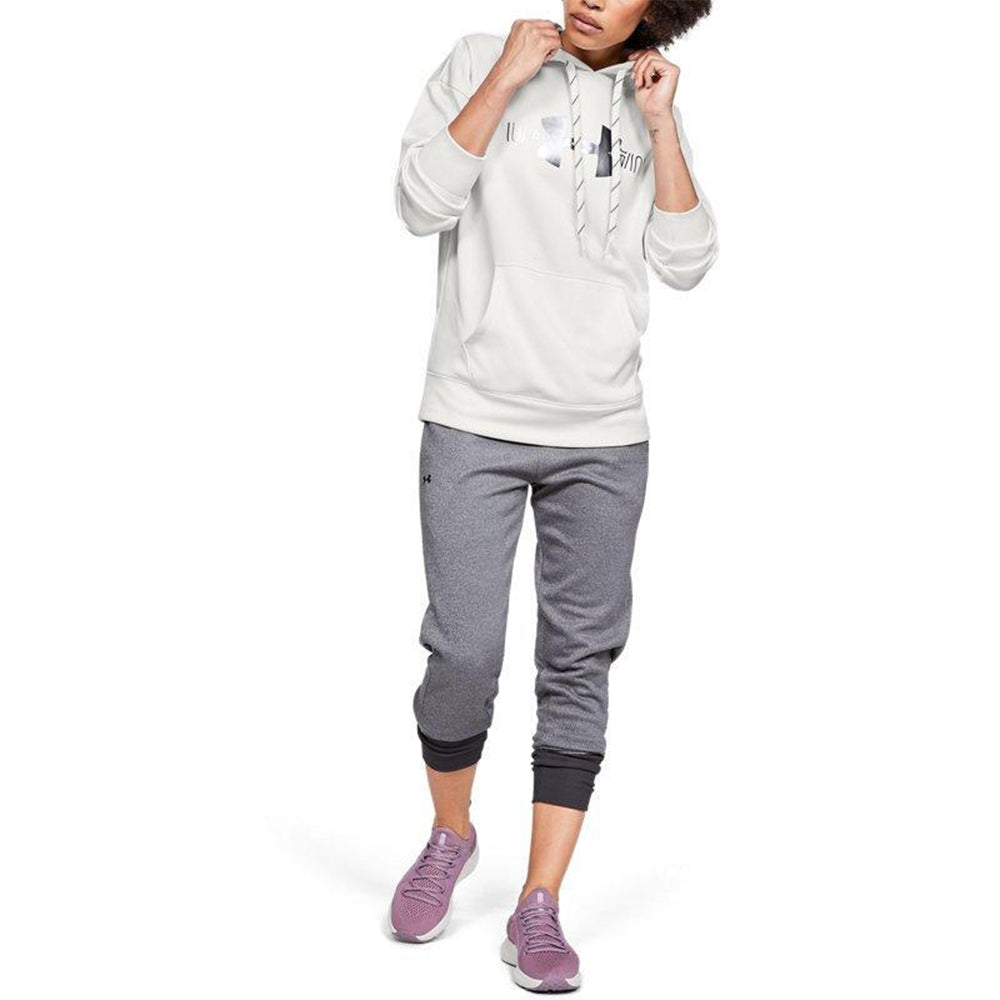 (WMNS) Under Armour Fleece Logo Printing Sweatshirt White 1344391-112