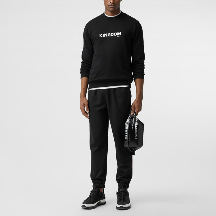 Men's Burberry Alphabet Round Neck Pullover Long Sleeves Black 80244431