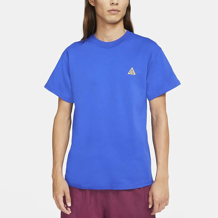 Men's Nike ACG Embroidered Logo Sports Short Sleeve Blue T-Shirt DC4082-405