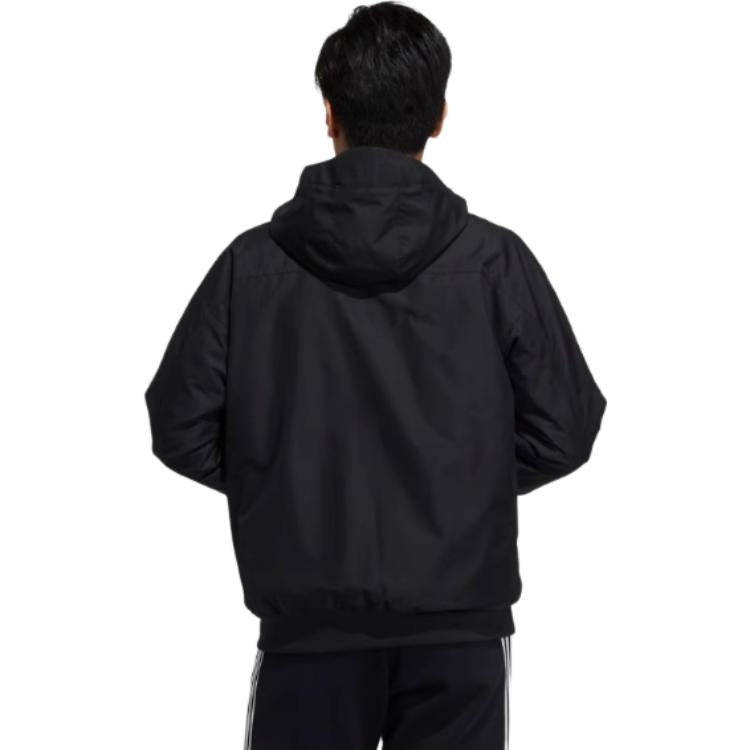 Men's adidas Contrasting Colors Zipper Hooded Jacket Dark Brown HD0356