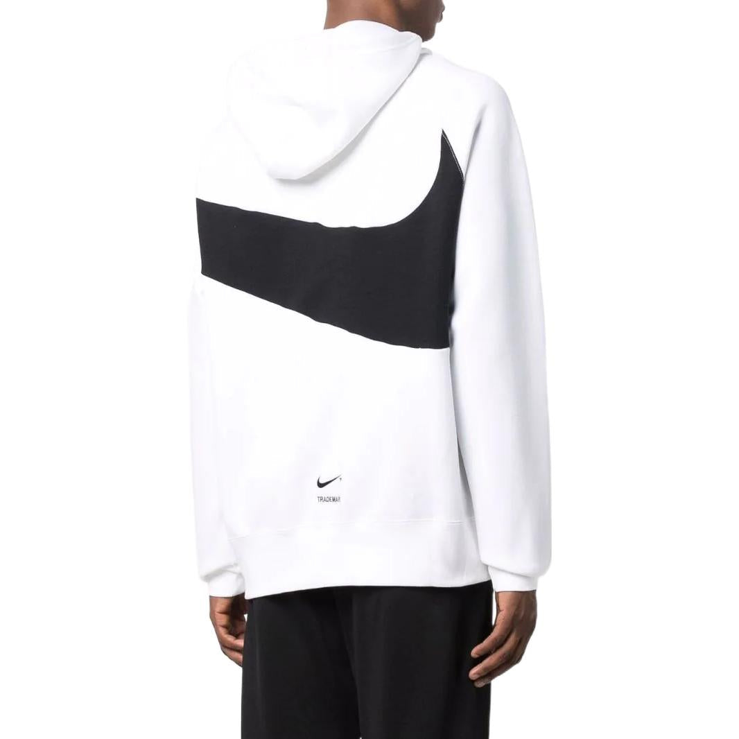 Men's Nike Large Logo Printing Drawstring Hooded Pullover Long Sleeves White DD8222-100