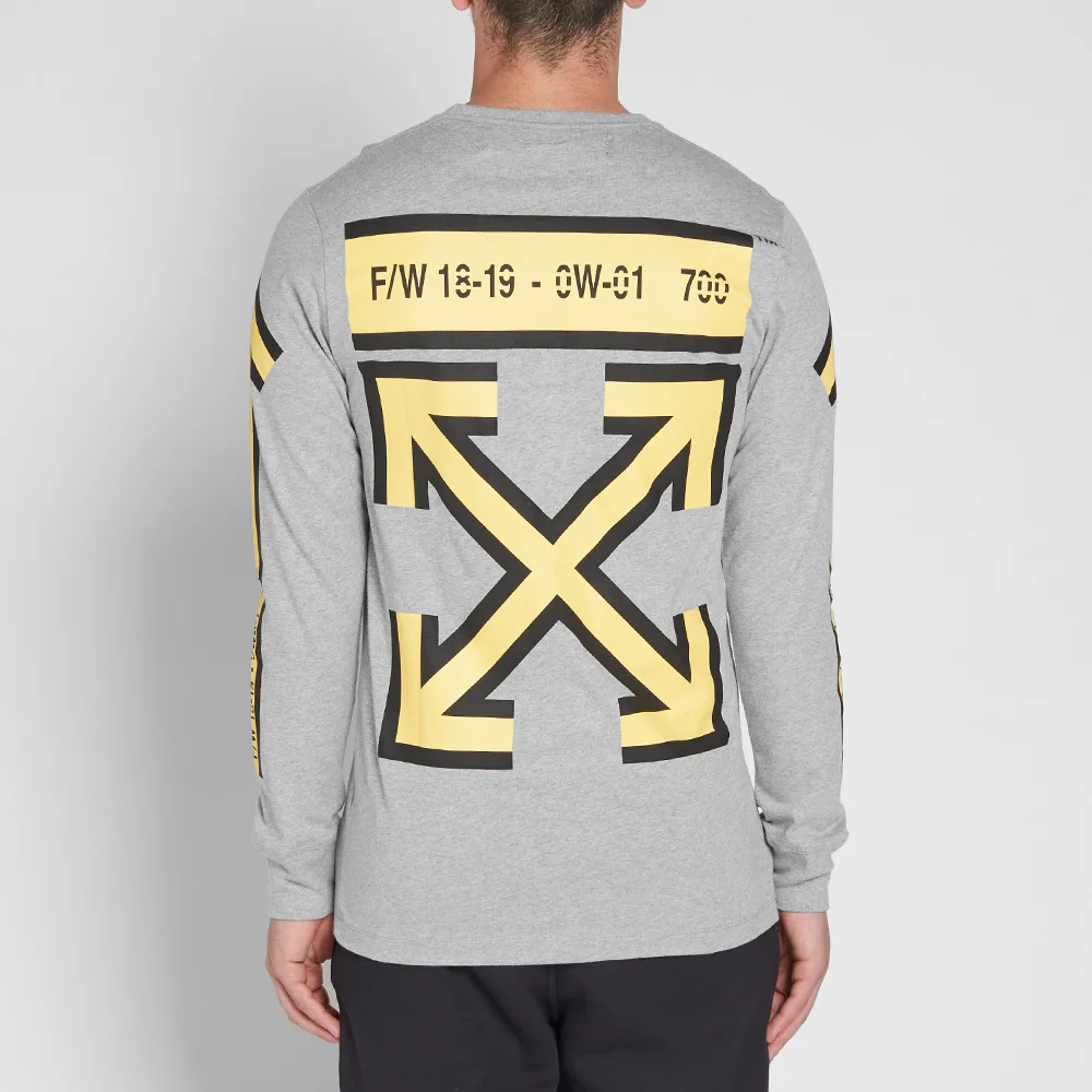 Off-White Back Arrows Sketch Mens Long Sleeve 'Grey Yellow' OMAB001E181850250760