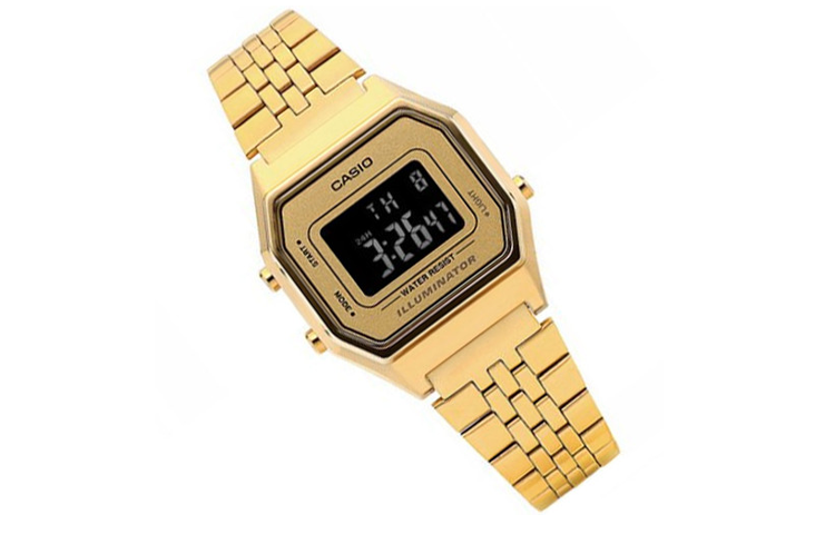 CASIO Classical Vintage Square Waterproof Unisex Mens Gold Digital LA680WGA-9B