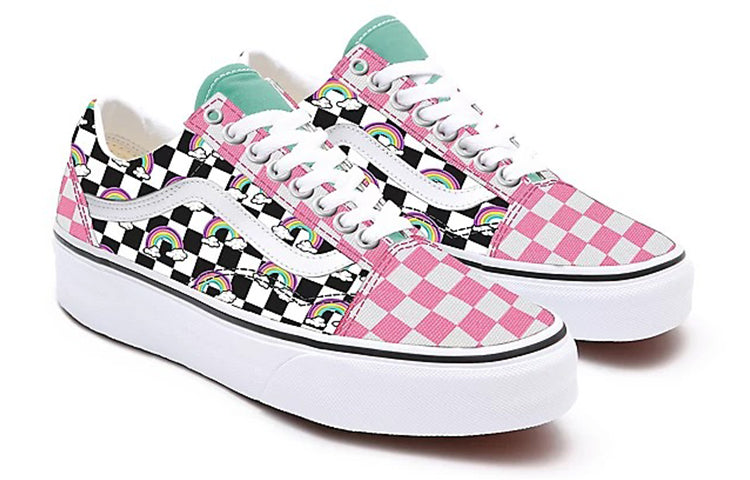Vans Customs Checkerboard Rainbow Old Skool Pink/White VN0A3CST059