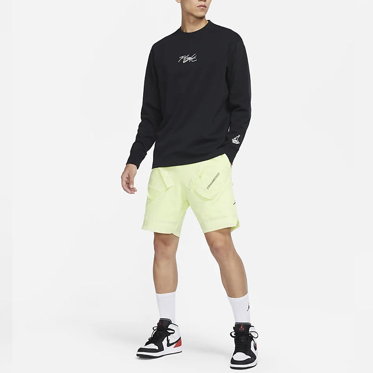 Air Jordan Flight Essentials Embroidered Alphabet Loose Round Neck Long Sleeves Black T-Shirt DN4428-010