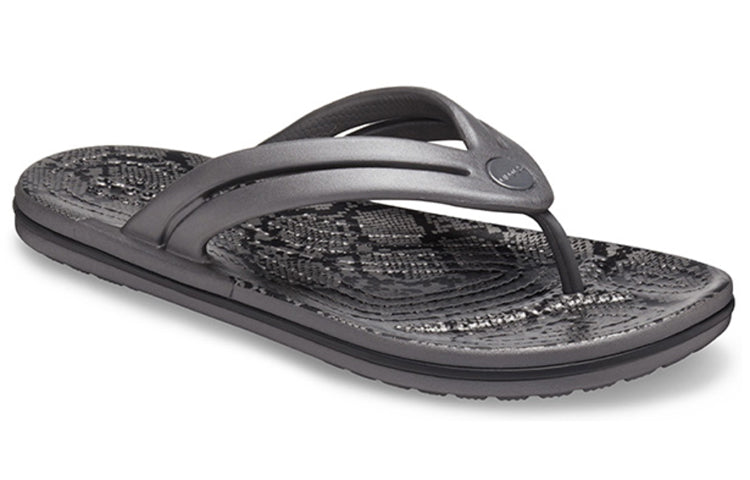 (WMNS) Crocs Leopard print Printing Flip-Flops Shoe Black 206490-02W