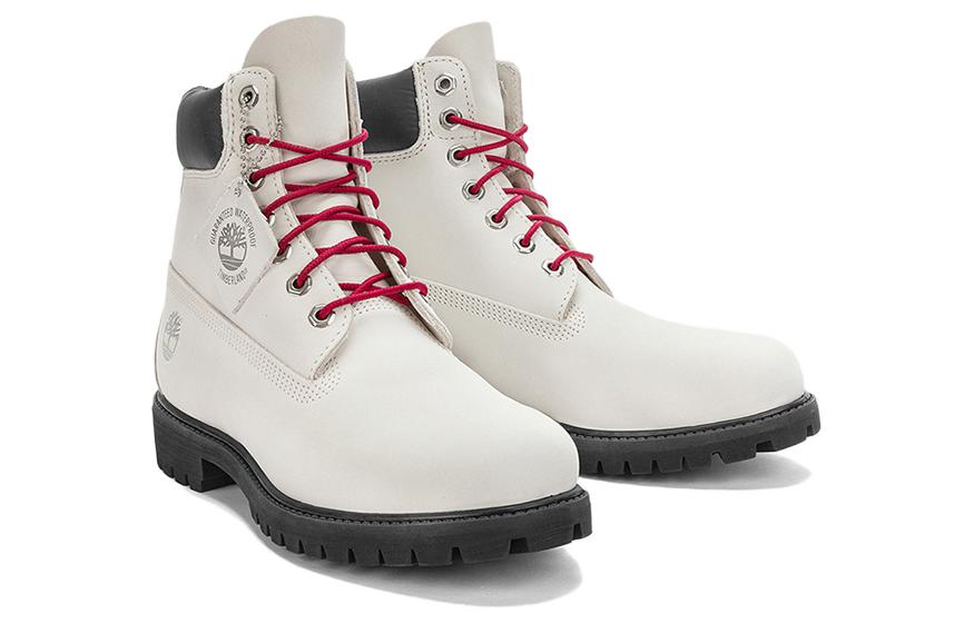 Timberland Premium 6 Inch Boots 'White Nubuck with Red' A5S4G