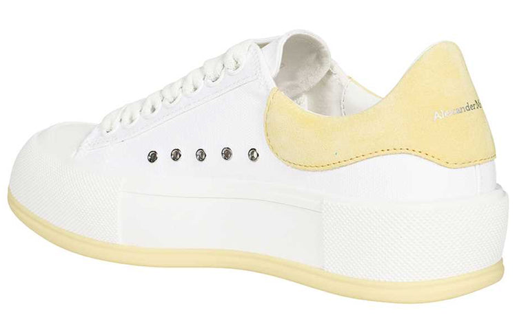 (WMNS) Alexander McQueen Deck Skate Plimsoll Lace Up 'White Yellow' 654593W4MV79781