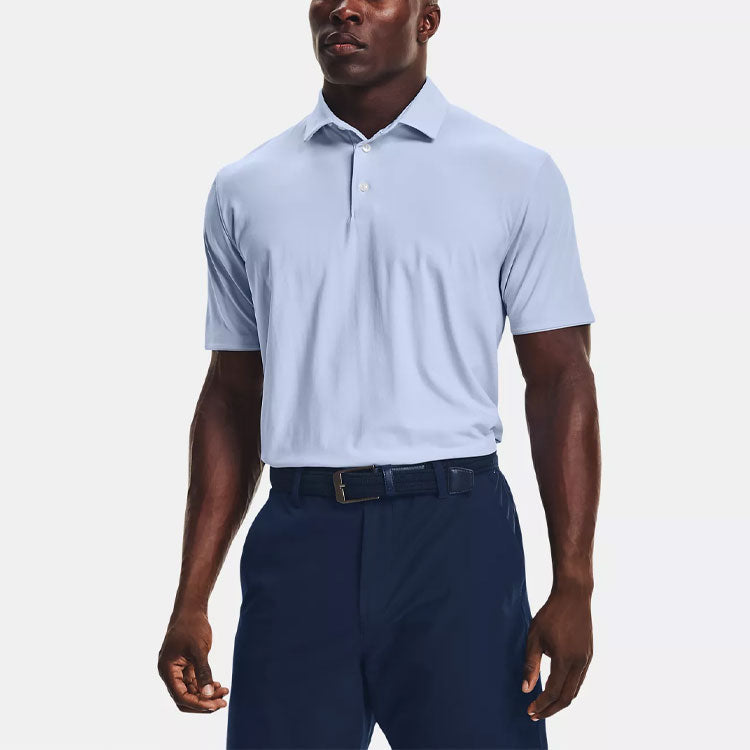 Men's Under Armour Luxe Casual Breathable Golf Sports Short Sleeve Polo Shirt Blue 1366250-438