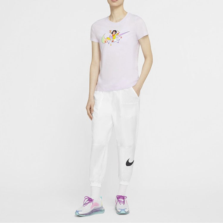 (WMNS) Nike Cartoon Logo Short Sleeve 'Purple' CW6758-571