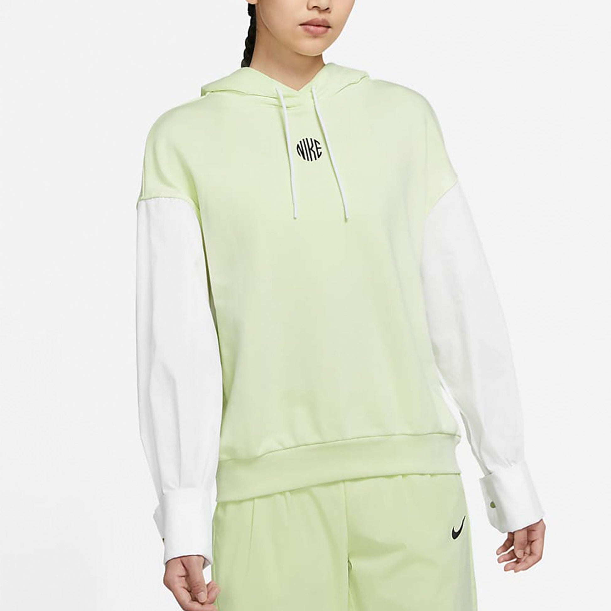 (WMNS) Nike Sportswear Icon Clash Embroidery Logo Hoodie Green/Yellow DD5053-303