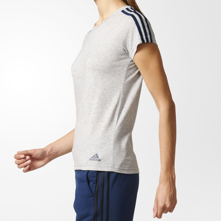 (WMNS) adidas Blue Stripe Short Sleeve Gray S97186
