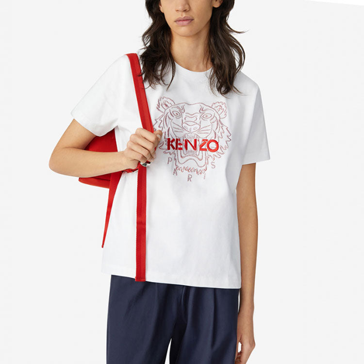 KENZO Unisex Chinese New Year Capsules Series SS21 Embroidery Tee White FB52TS9124SD-01